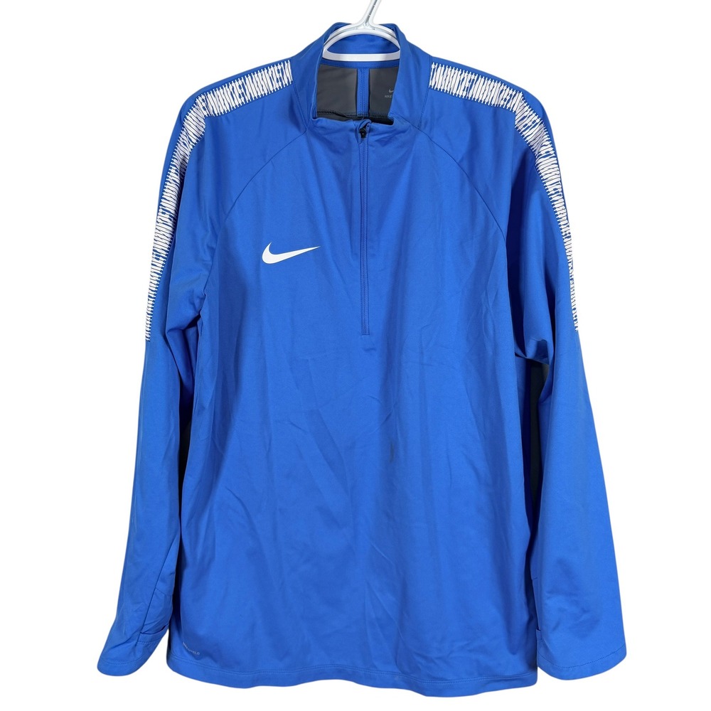 Nike Shield Squad Drill Top 1/4 Zip Pullover Jacket Mens L Italy Blue / White